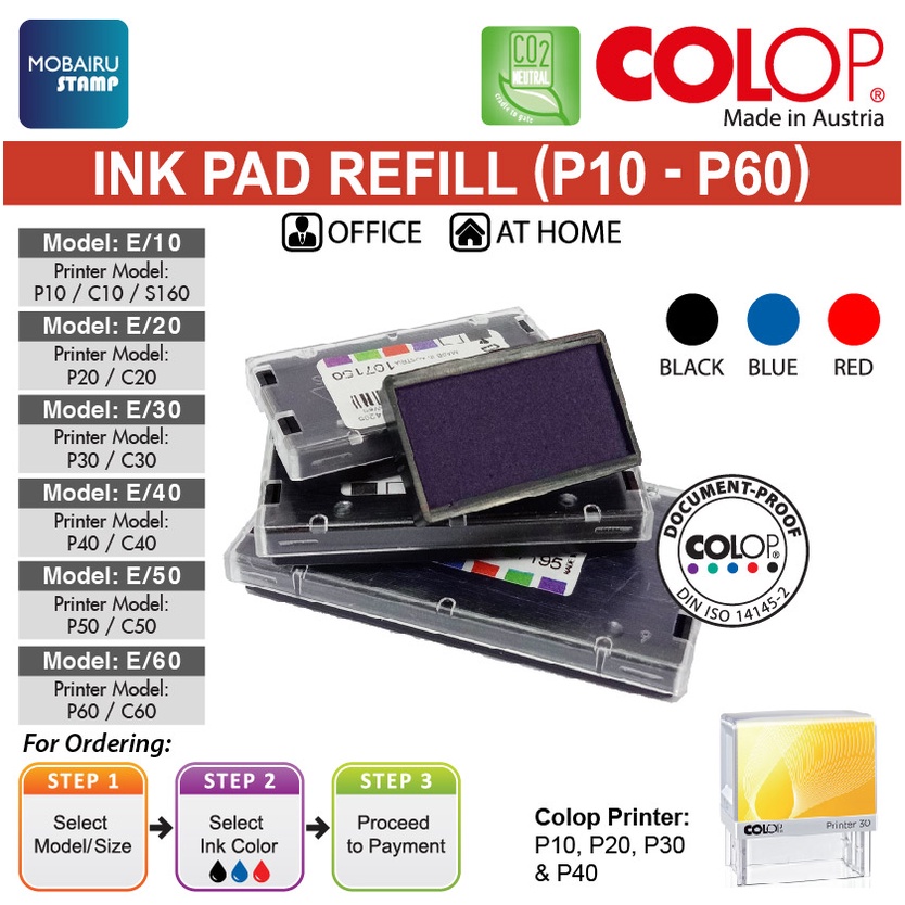 Ink Pad/Cartridges Refill for Self Inking Stamps COLOP Printer P10 to