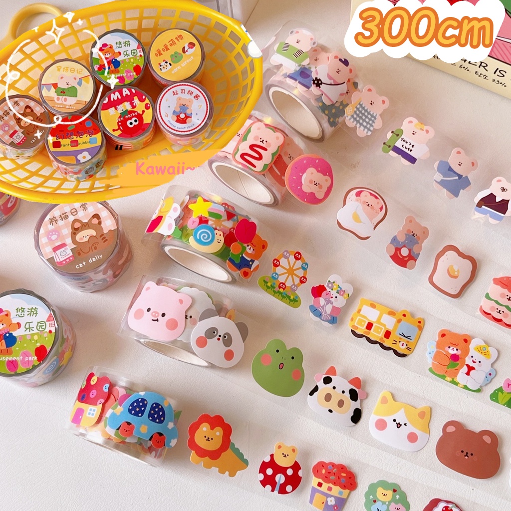 300cm/roll Cute Zoo Tape Stickers Cartoon Bear Sticker Creative ...