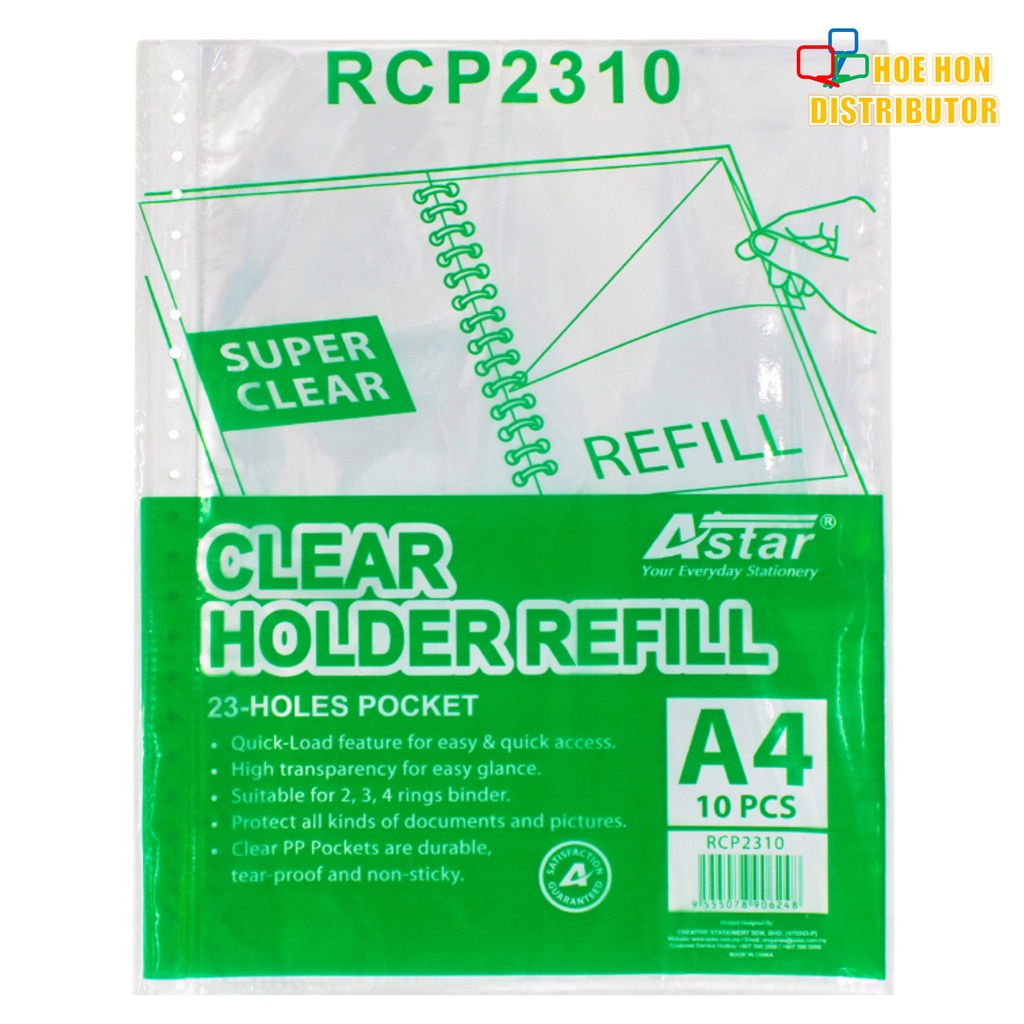 [23 Holes] Astar Clear Book Holder Refill A4 20 Pockets Certificate ...