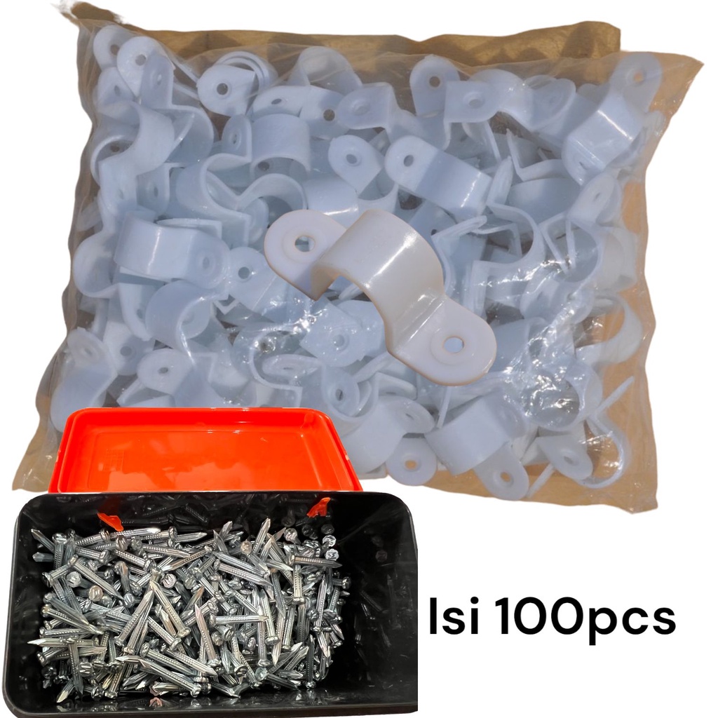 PVC ELECTRICAL PIPE CLAMPS 20mm/Contains 100pcs/Flexible HOSE CLAMP ...