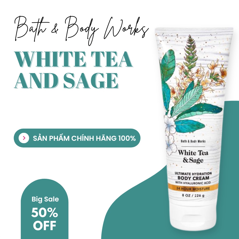 Bath & Body Works Cream White Tea & Sage Body Lotion 226gr Shopee Malaysia