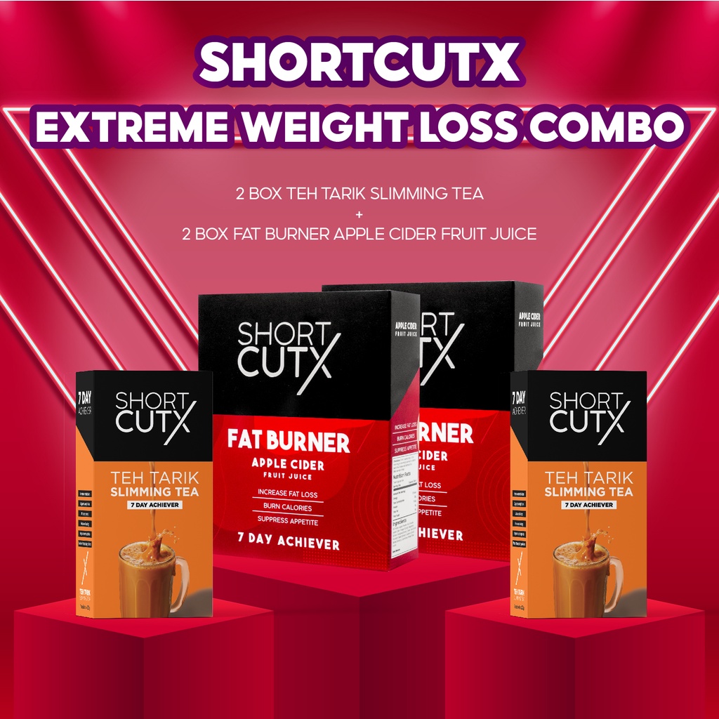 Bundle of 4 2x Shortcutx Teh Tarik Slimming Tea + 2x Shortcutx Fat