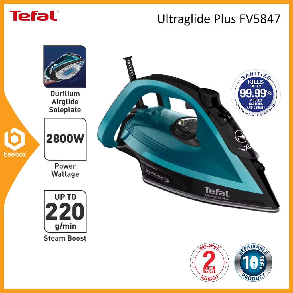 Tefal FV5847 Ultraglide Plus Steam Iron 2200W with 5 temperature