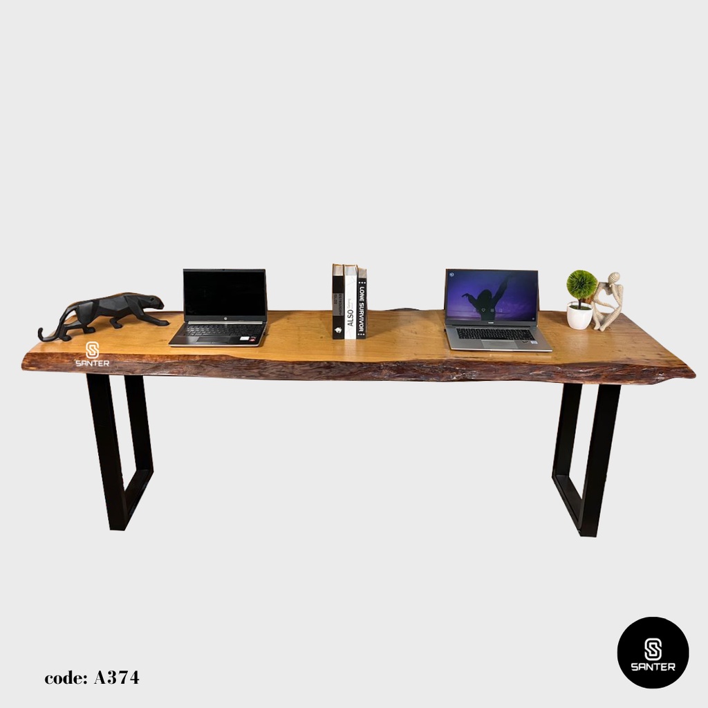 A374. Chengal Emas Solid Wood Study Table/ Working Desk/ Bar Dining ...