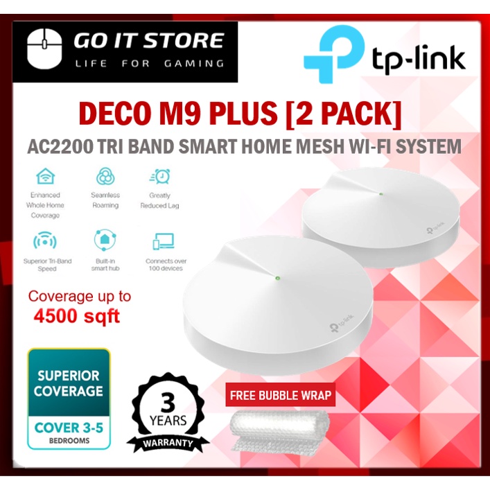 TP-LINK Deco M9 Plus (2 PACK) - AC2200 Mesh WiFi Wireless Tri-Band ...