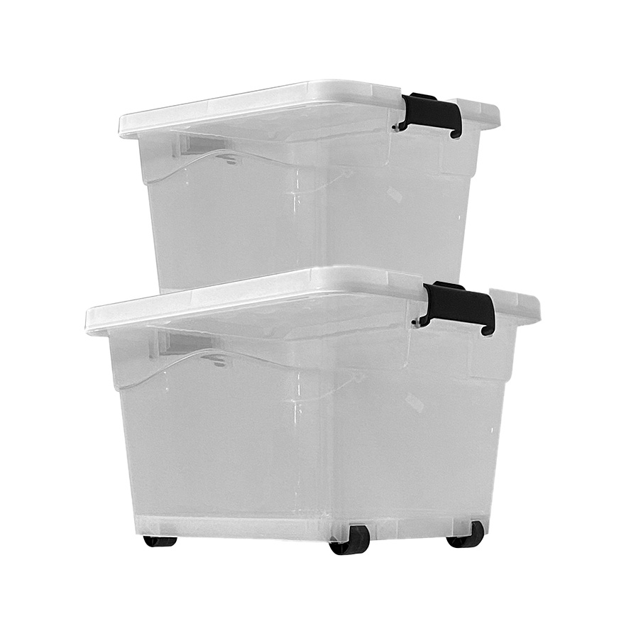 53L 75L Transparent Plastic Storage Box with Wheels | Shopee Malaysia