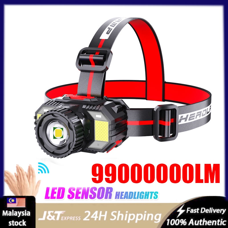 NEW LED Headlamp Rechargeable Work Light COB with IR Sensor Camping