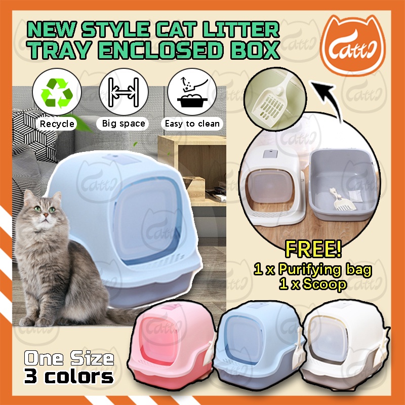 CATTO New Style Cat Litter Box Tray Fully Enclosed Bekas Berak Bekas ...