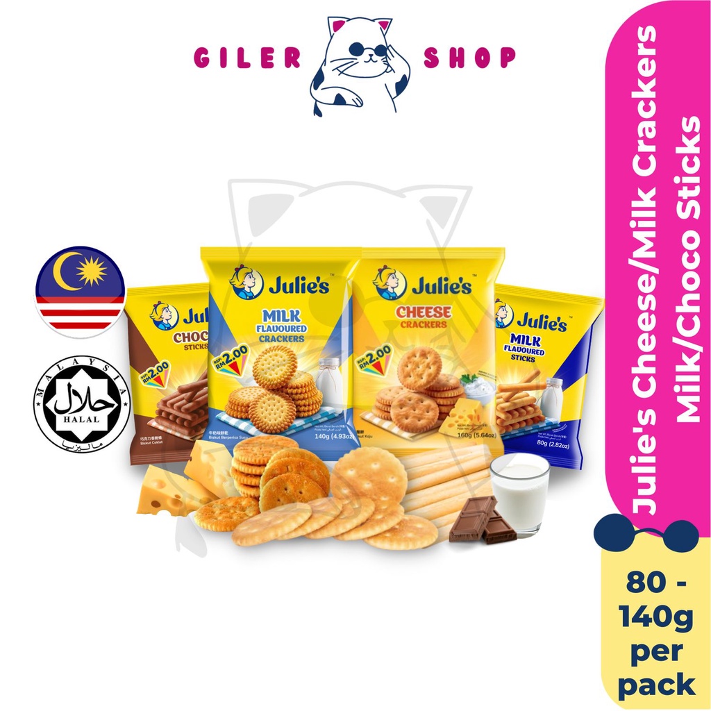 Julies Cheese Crackers 160g Julies Milk Crackers 100g Julies Milk And Chocolate Flavoured 6160