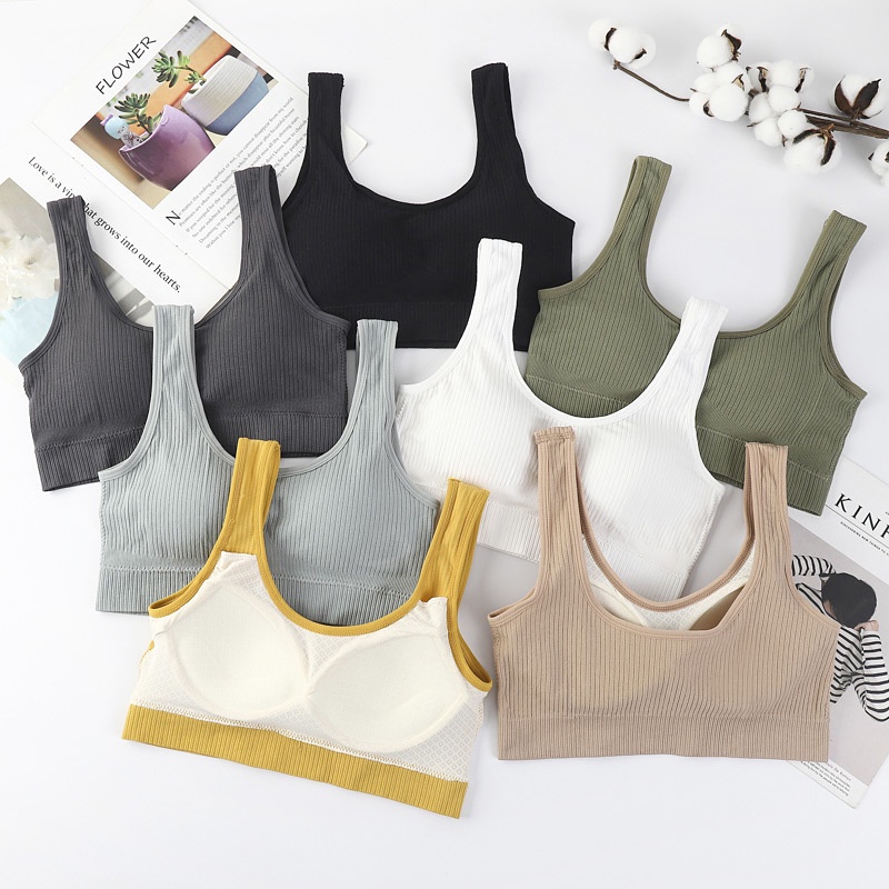 Women Seamless No Steel Ring Fixed Cup Thread Wrapped Bra Women Free ...