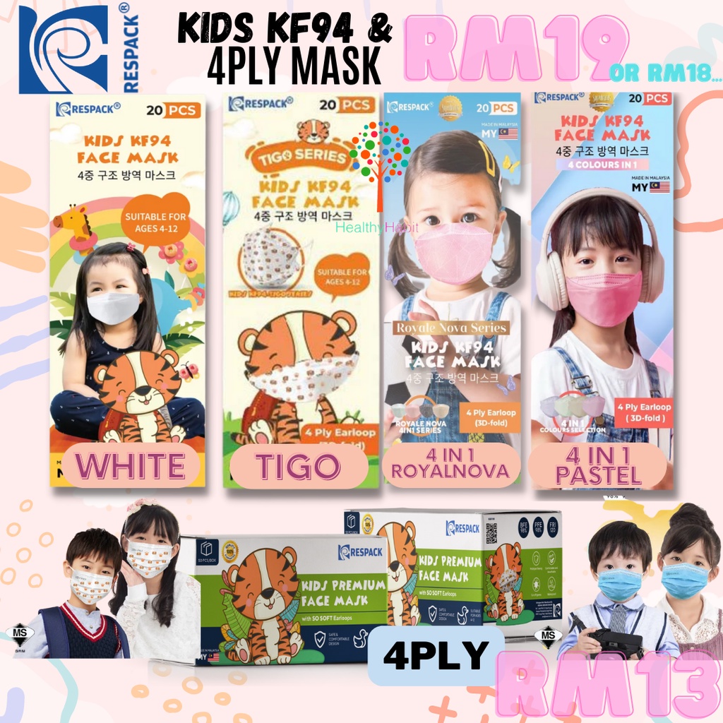 [4.4] RESPACK MALAYSIA KF94 KIDS TIGO Face MaskApproved by KKM