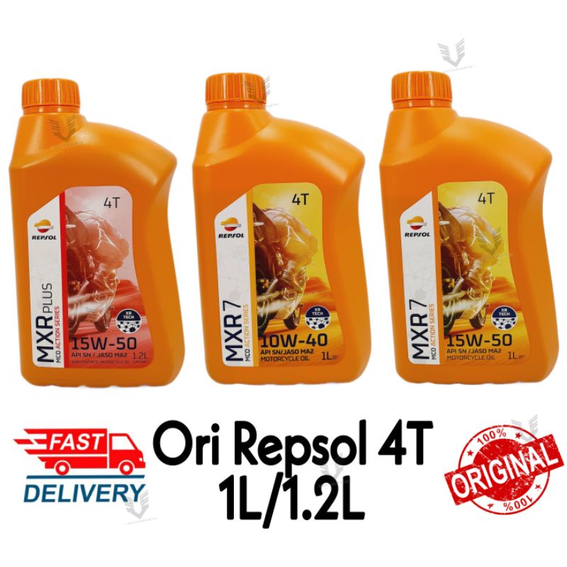 REPSOL ENGINE OIL MOTOR 1.2L/1L 15W50/10W40 MXR PLUS/MXR 7 Y15ZR/RS150