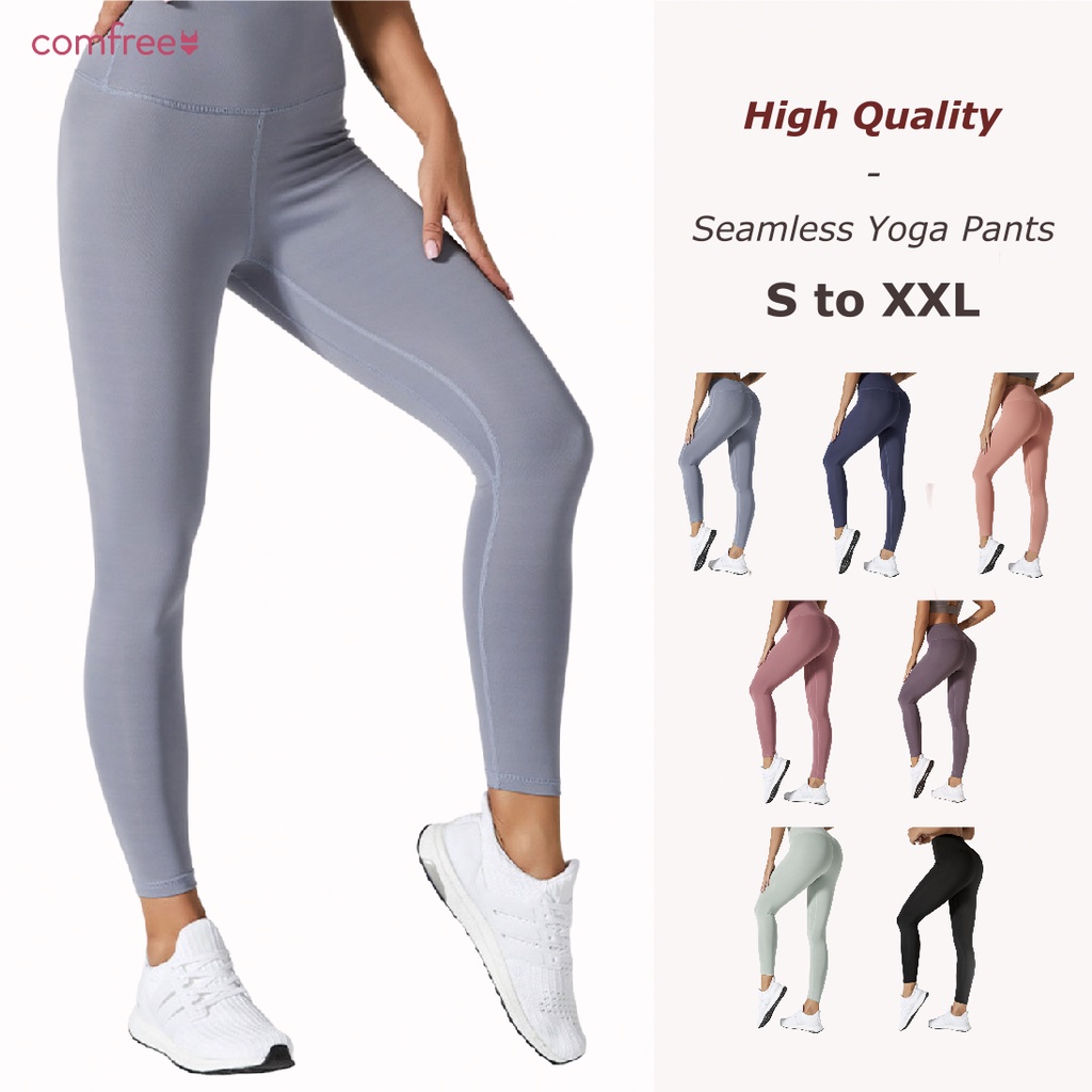 🇲🇾[High Quality] S-XXL Comfree Seamless High Waist Yoga Pants Sport ...