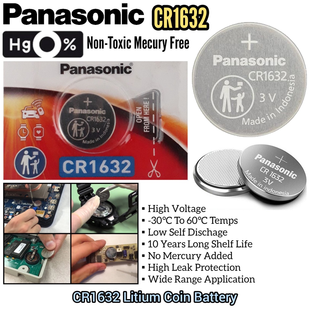 Panasonic CR1632 Lithium Battery For Automotive Car Remote Battery