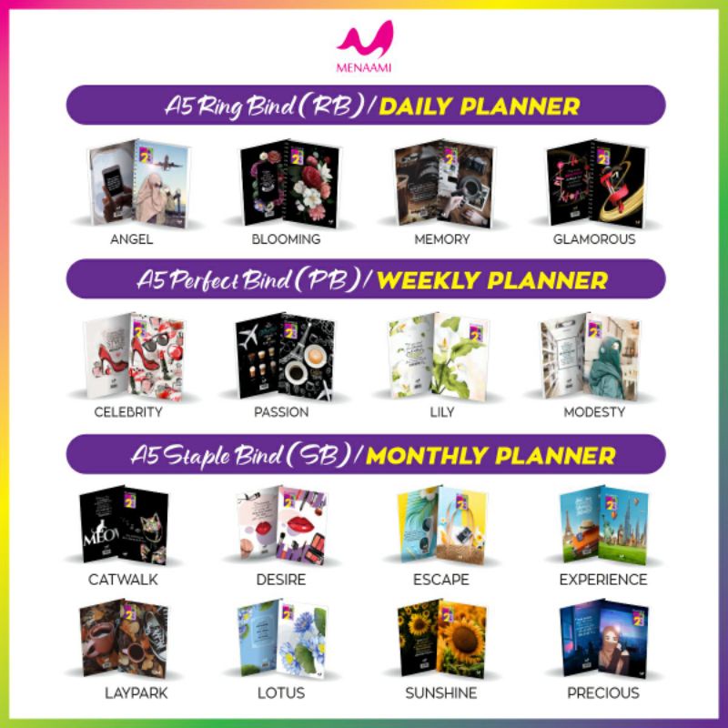 Planner Book 2023 Ring Bind Perfect Bind Staple Bind Soft Cover