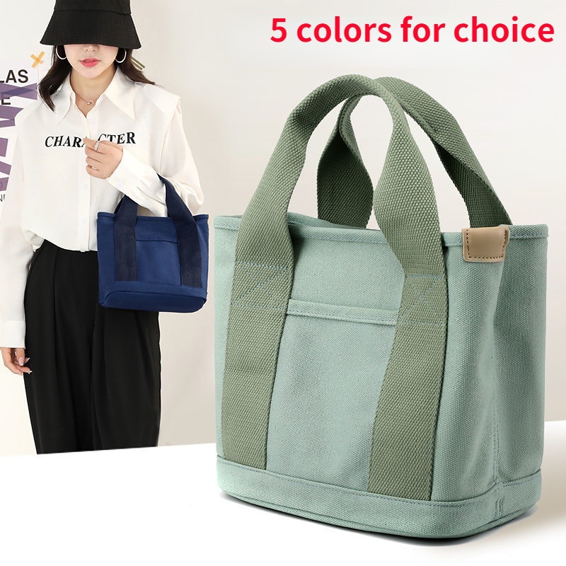 2023 New Japanese Women's Bag Candy Color Thickened Canvas Small Bag
