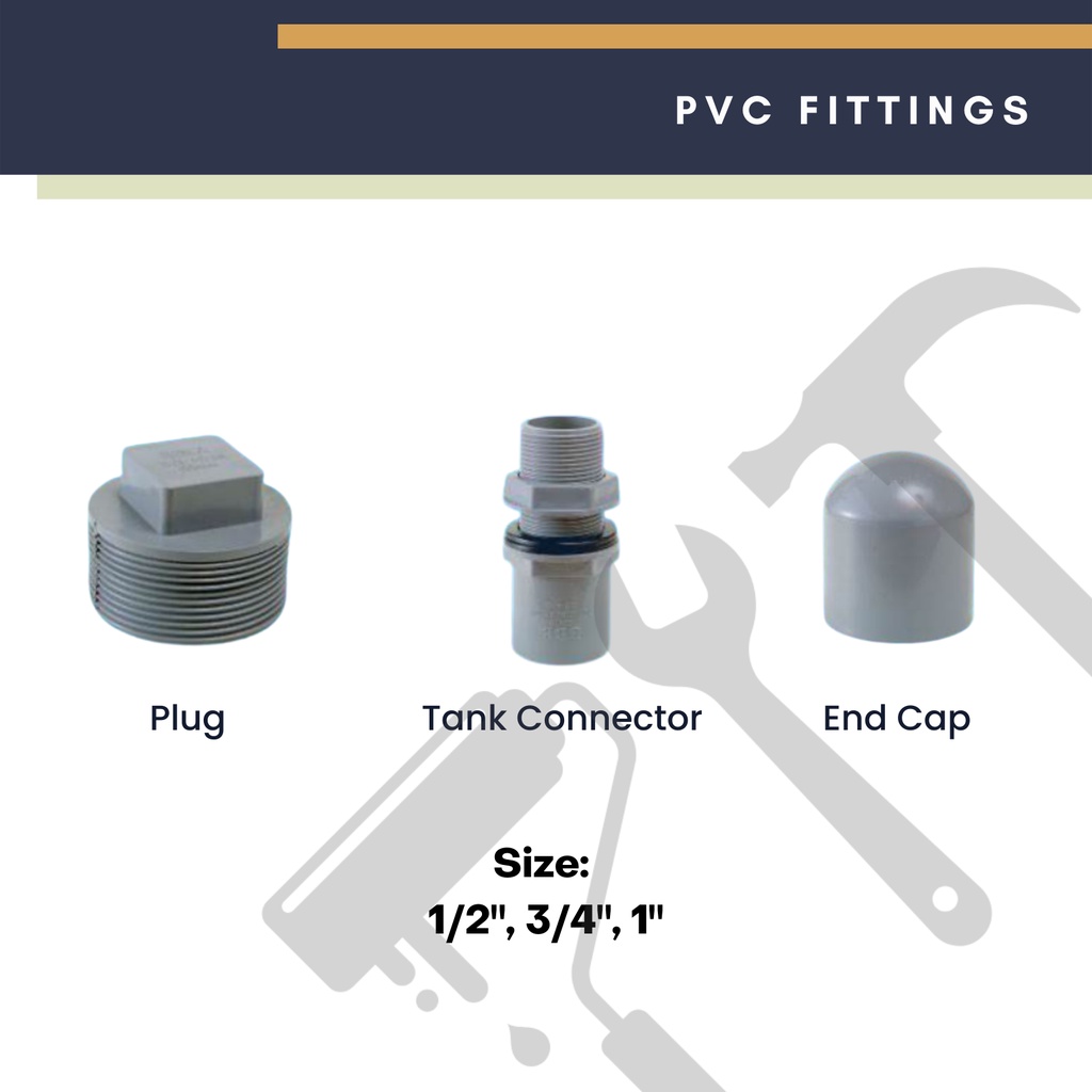 PVC Fittings | PVC Plug, PVC Tank Connector, PVC End Cap | Penutup Pipe ...