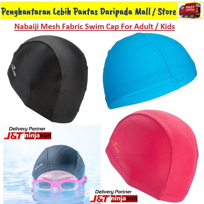 N@b@J1 Mesh Fabric Swim Cap For Adult & Kids / Swimming Cap / Topi ...