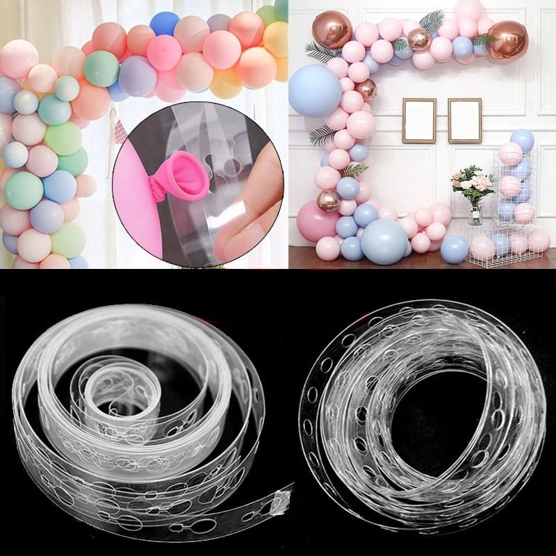 5 Metres Transparent Plastic Ballon Chain  Single & Double Holes 