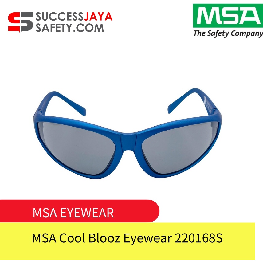 MSA 220168S COOL Blooz Safety Glasses With Blue Frames Smoke Lenses ...