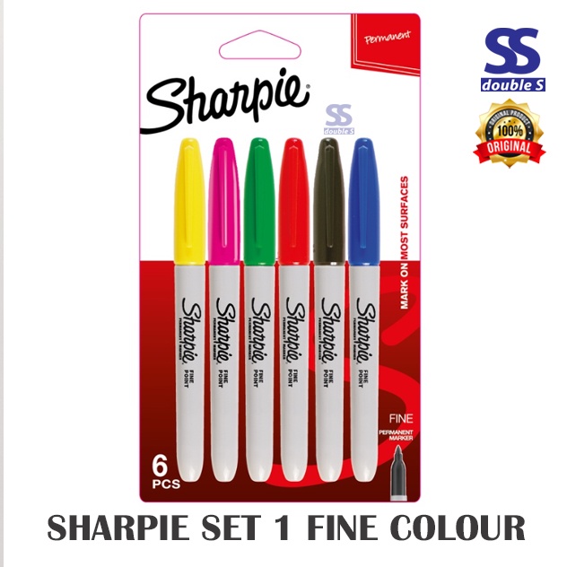 Sharpie Fine Permanent Marker Set1/Set2 Assorted Colour 6 in 1 | Shopee ...