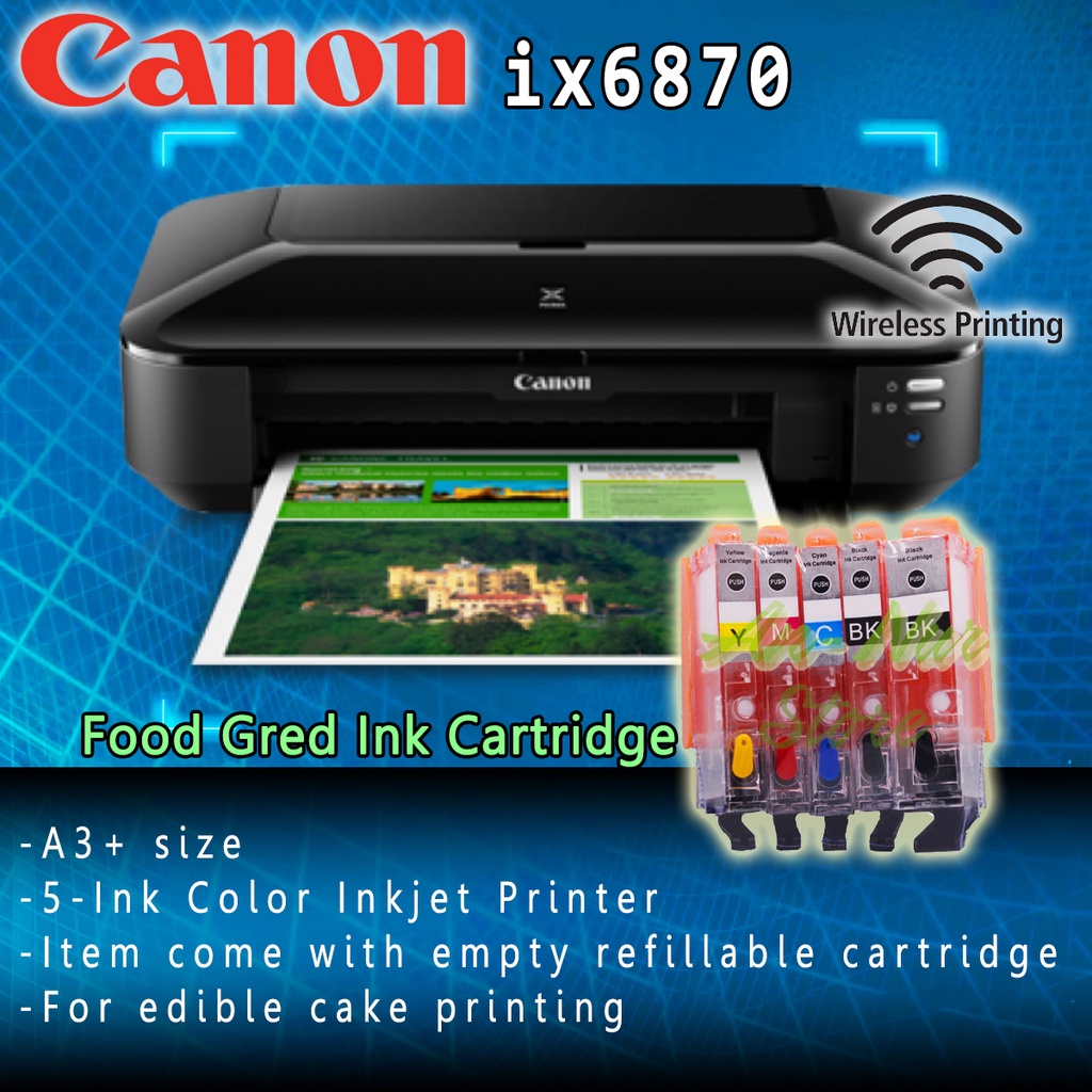 Edible Printer Canon iX6870 A3+ Wireless Printer with PolystyreneHard Material empty refillable