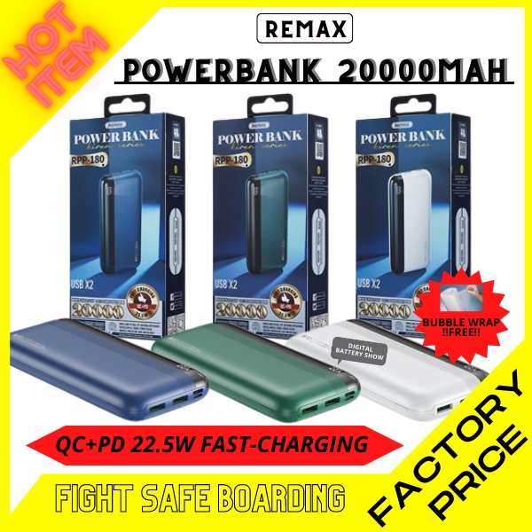 [ 100% ORIGINAL REMAX ] REMAX RPP-180 20000mAh WITH LED DIGITAL 22.5W ...