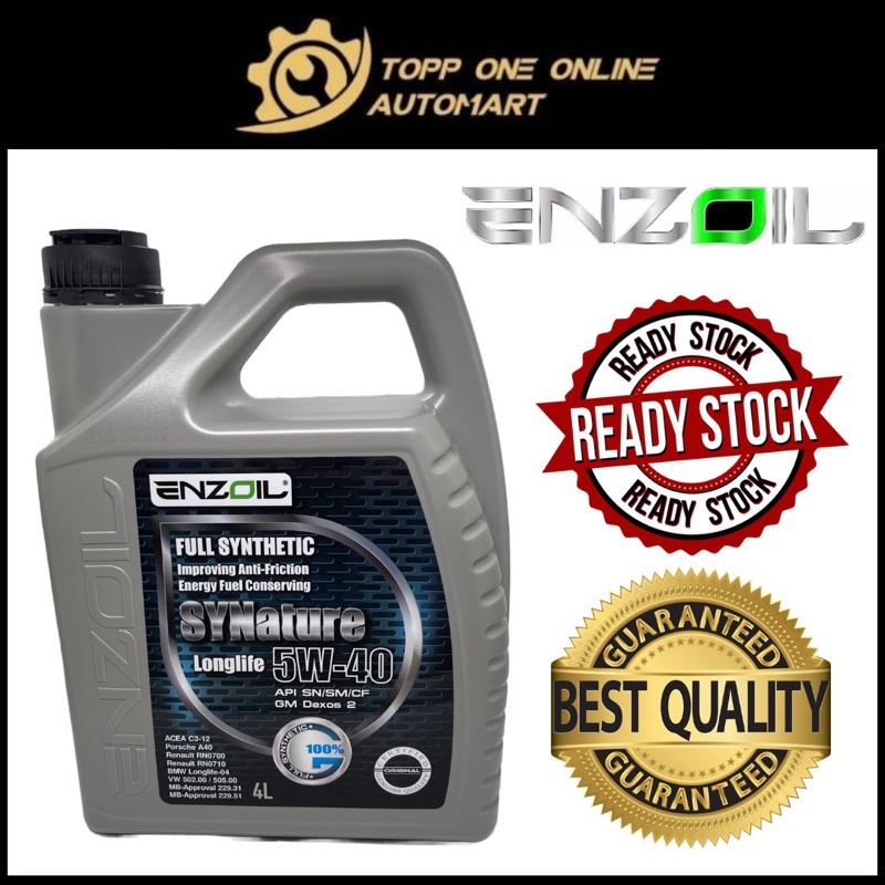 ENZOIL SYNATURE LONGLIFE 5W40 4LITRE FULLY SYNTHETIC ENGINE OIL API SN ...