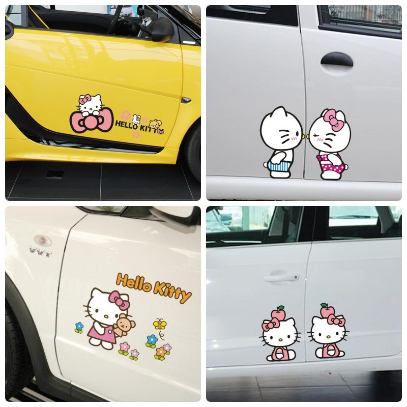 Hello Kitty Car Stickers Cartoon Cute Lovely Girl Decoration For Doors
