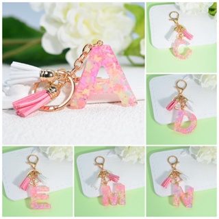 Keychains Accessories For Women Kids Cute Keychain Initial Letter Pink  Tassel Butterfly Car Key Chains B