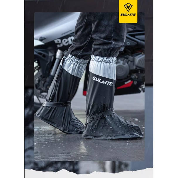 Sulaite rainshoe PVC Long Antislip Motorcycle Rain Shoe Cover Non Slip ...