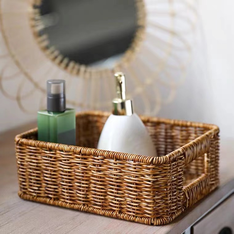 Ready Stock⚫SONDER⚫ Poly Wicker Basket with Handles Rectangle Bath ...