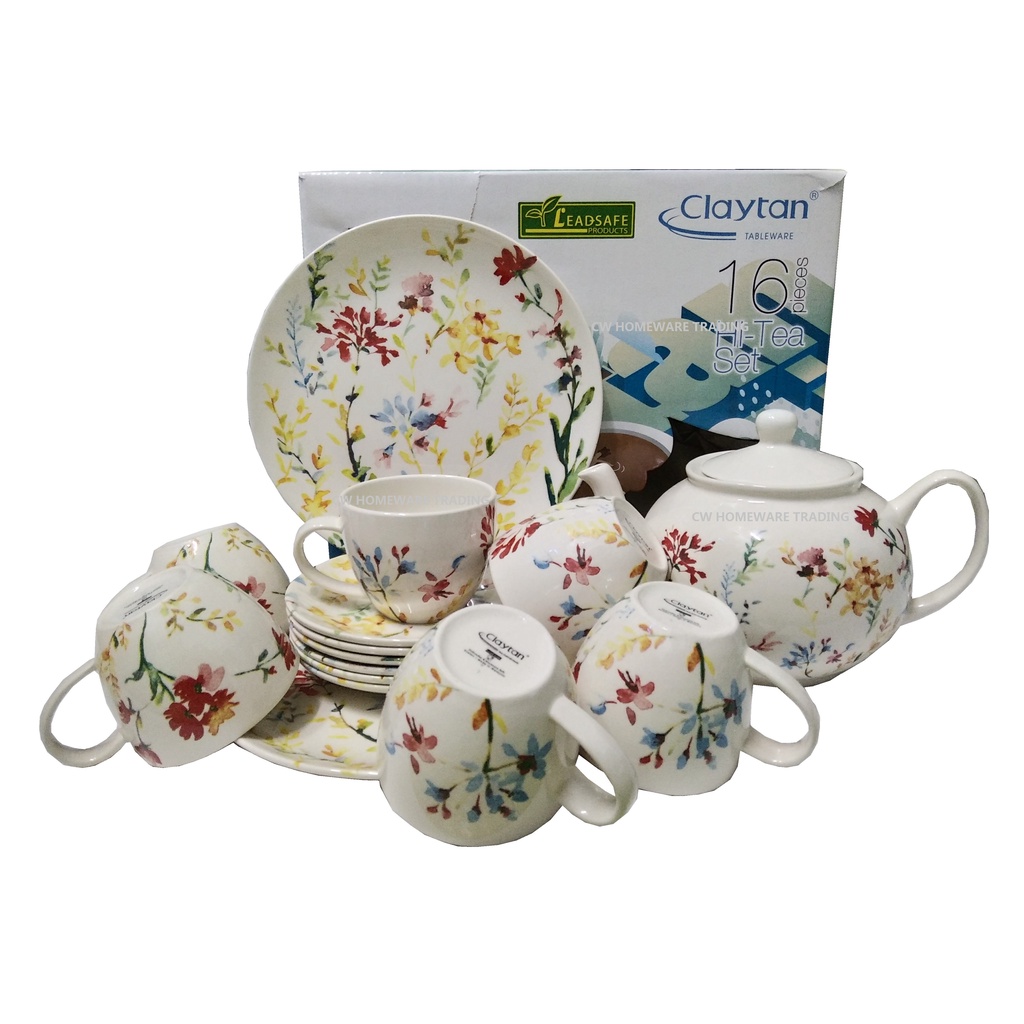 Claytan 1612FS Spring Floral 16Pcs (6Pax) Set Teh | Set Cawan Teh | Hi ...