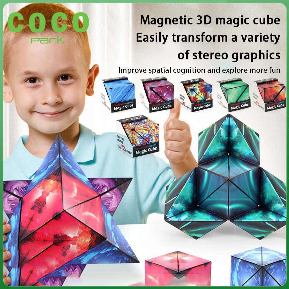 3D Magic Cube Magnet Fidget Toy Magnetic Changeable Cube Adults Fidget ...