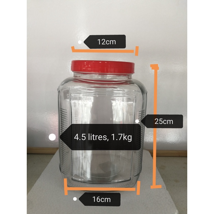 GLASS bottle container 4.5 litres /BALANG KACA ketat Udara 4.5 litres ...