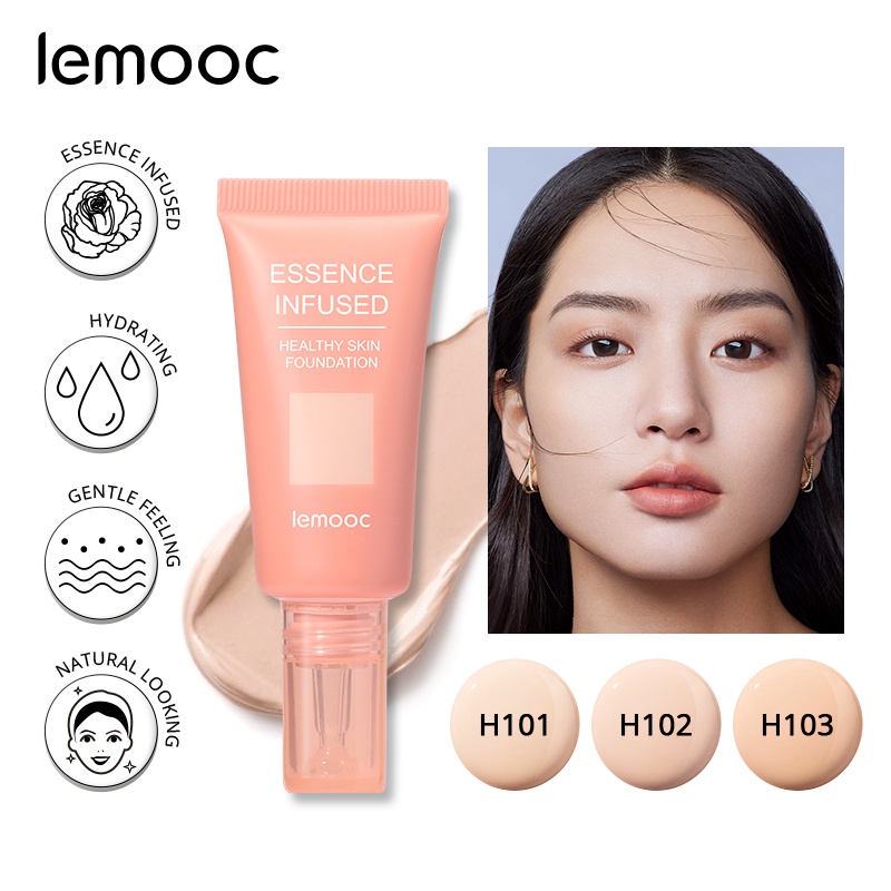 LEMOOC Essence Infused Healthy Skin Foundation Lightweight & Hydrating ...