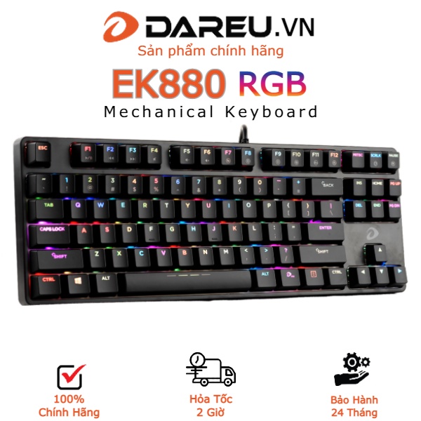 Dareu EK880 87KEY Mechanical Gaming Keyboard (RGB, Blue/ Brown/ Red D ...