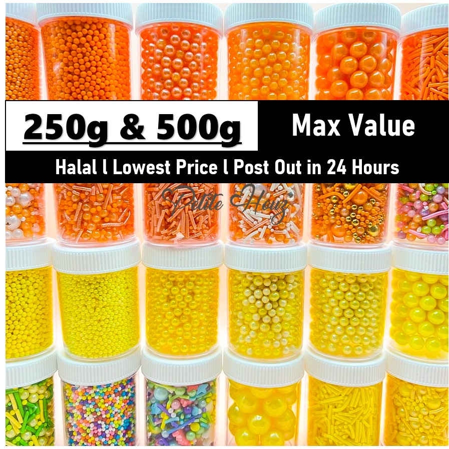 [250g/500g] Cheapest HALAL Edible Orange & Yellow Cake Sprinkles Sugar ...