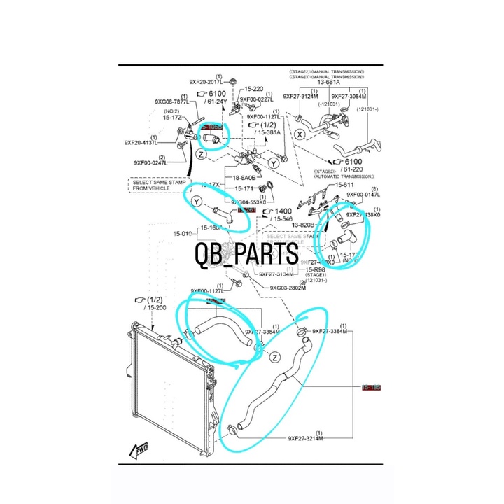FORD RANGER T6 2.2CC 2010 -2014 (100% GENUINE PART) FULL SET WATER HOSE ...