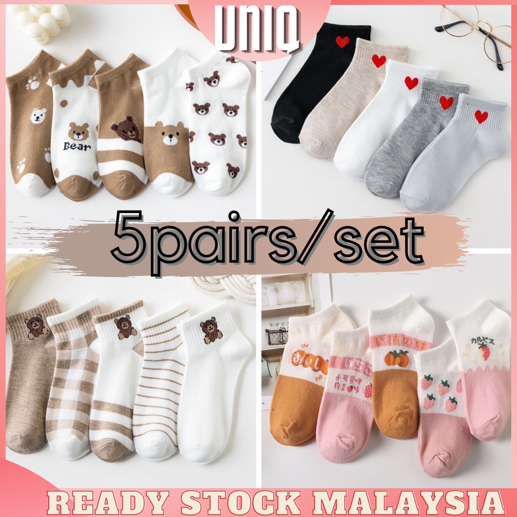 READY STOCK UNIQ 1 Set Pairs of Animal Sock Fruit Socks Women Stoking