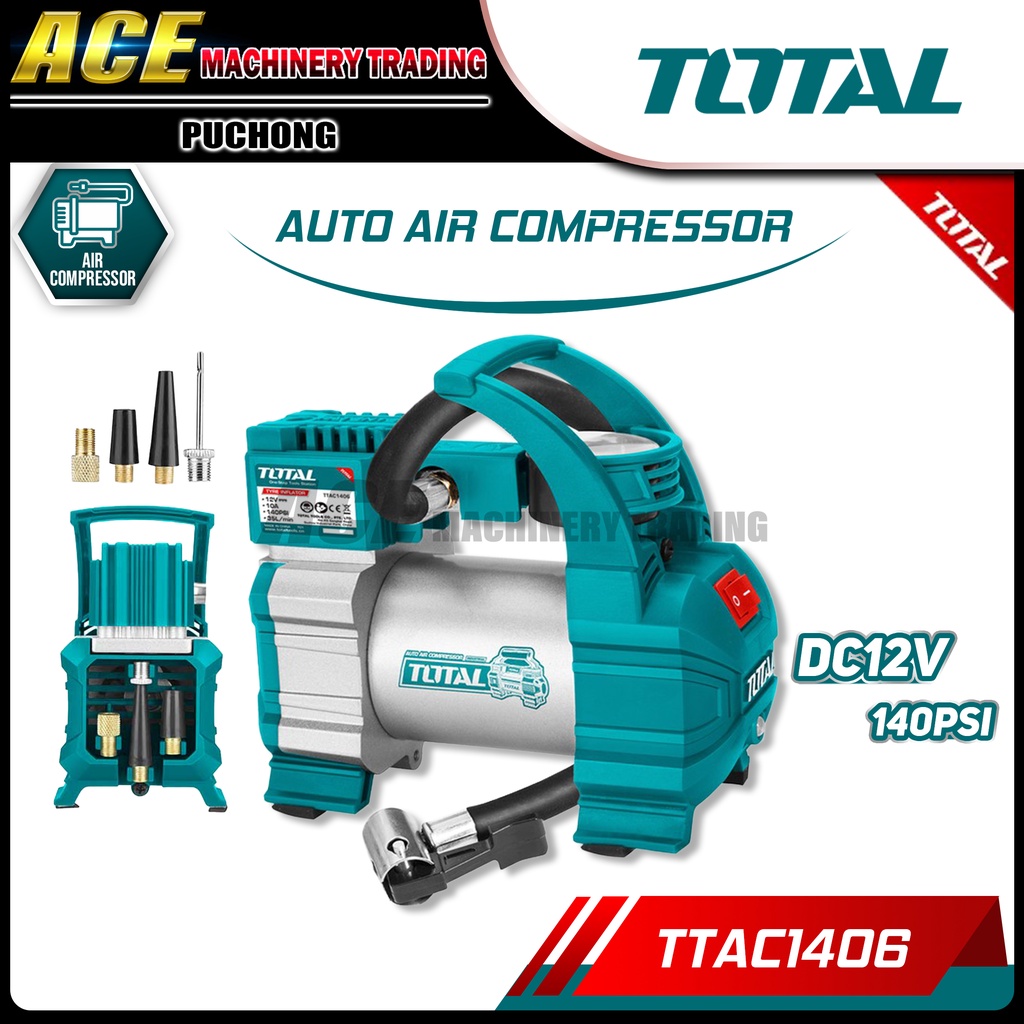 [ TOTAL ] DC12V 140psi Auto Air Compressor TTAC1406 Shopee Malaysia
