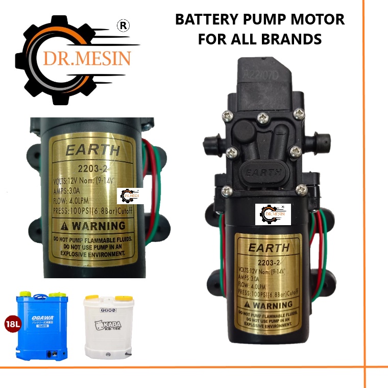 [READY STOCK] Pam Racun Batteri 12v 100psi 22032 Motor Water Pump