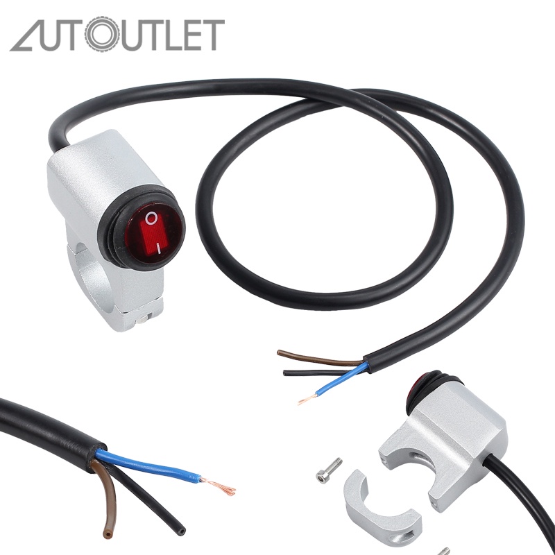 AUTOUTLET Motorcycle Light Switch 12V 10A Motorcycle Handlebar Headlight Fog Spot Light Silver