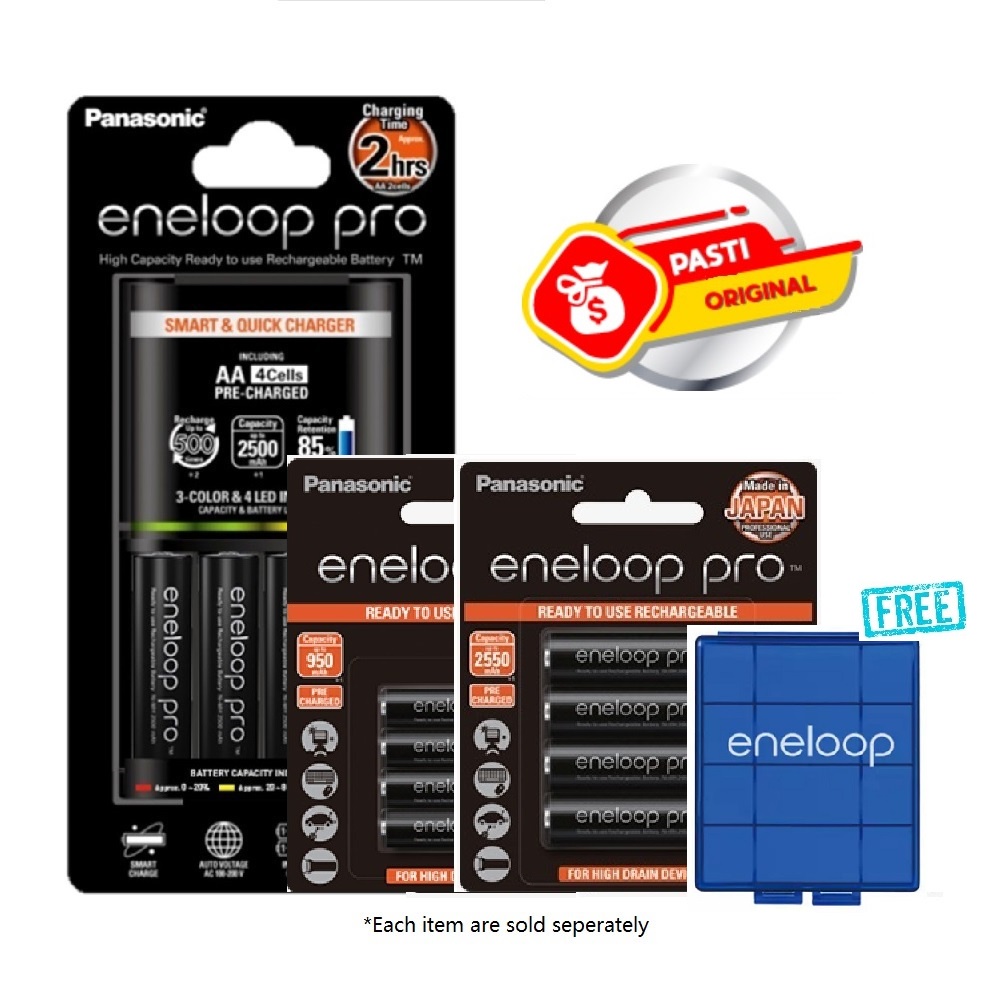 NEW Panasonic Eneloop Rechargeable NiMH Batteries Set 8* AA + 4* AAA +  Charger!