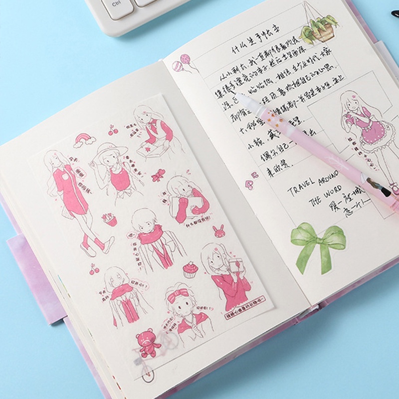 Cartoon Cute Girl Series Deco Washi Stickers School Multifunction ...