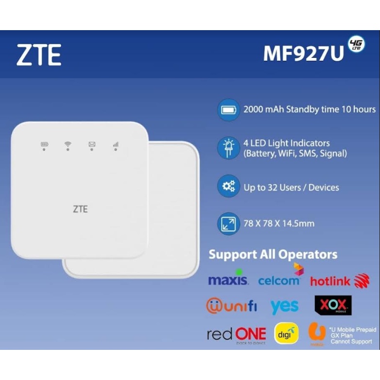 🔥Ready Stock🔥 ZTE MF927U / MF79U Unlimited 4G Hotspot Data Portable