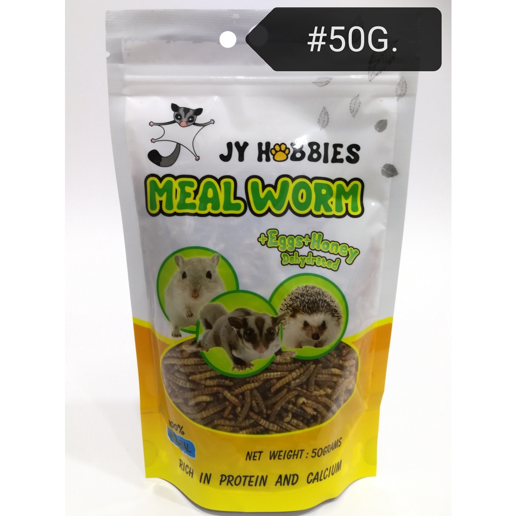 JY Hobbies Dry Meal Worm Sugar Glider Hamster Hedgehog Food Treats 50g