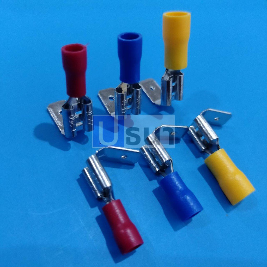 (10 Pcs) Male-Female Plug Fish Tail Vinyl-Insulated Piggy Back 6.3mm ...