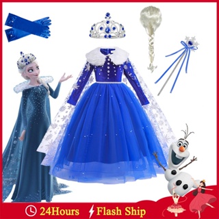 Girls Kids Frozen Queen Elsa Princess Dress Cosplay Costume Xmas Party Fancy  Dress