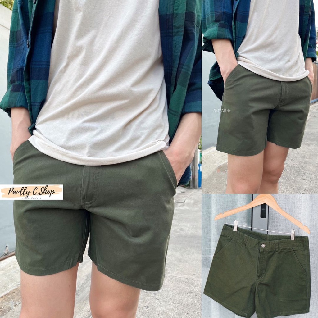 Dark Green Shorts Can Be Worn By Both Men And Women. Real Cotton Fabric